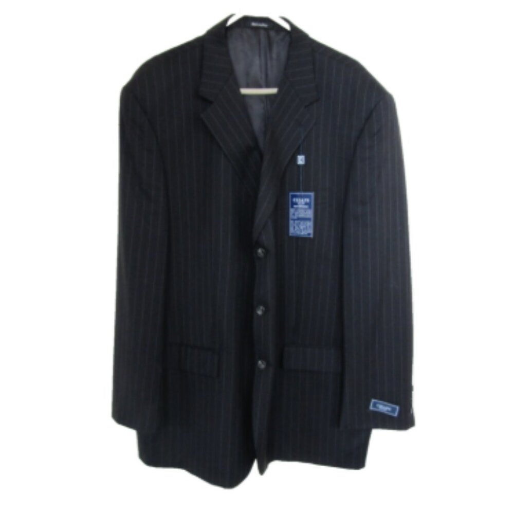 Chaps 48 Long Black Pin Stripe Suit Jacket NWT
